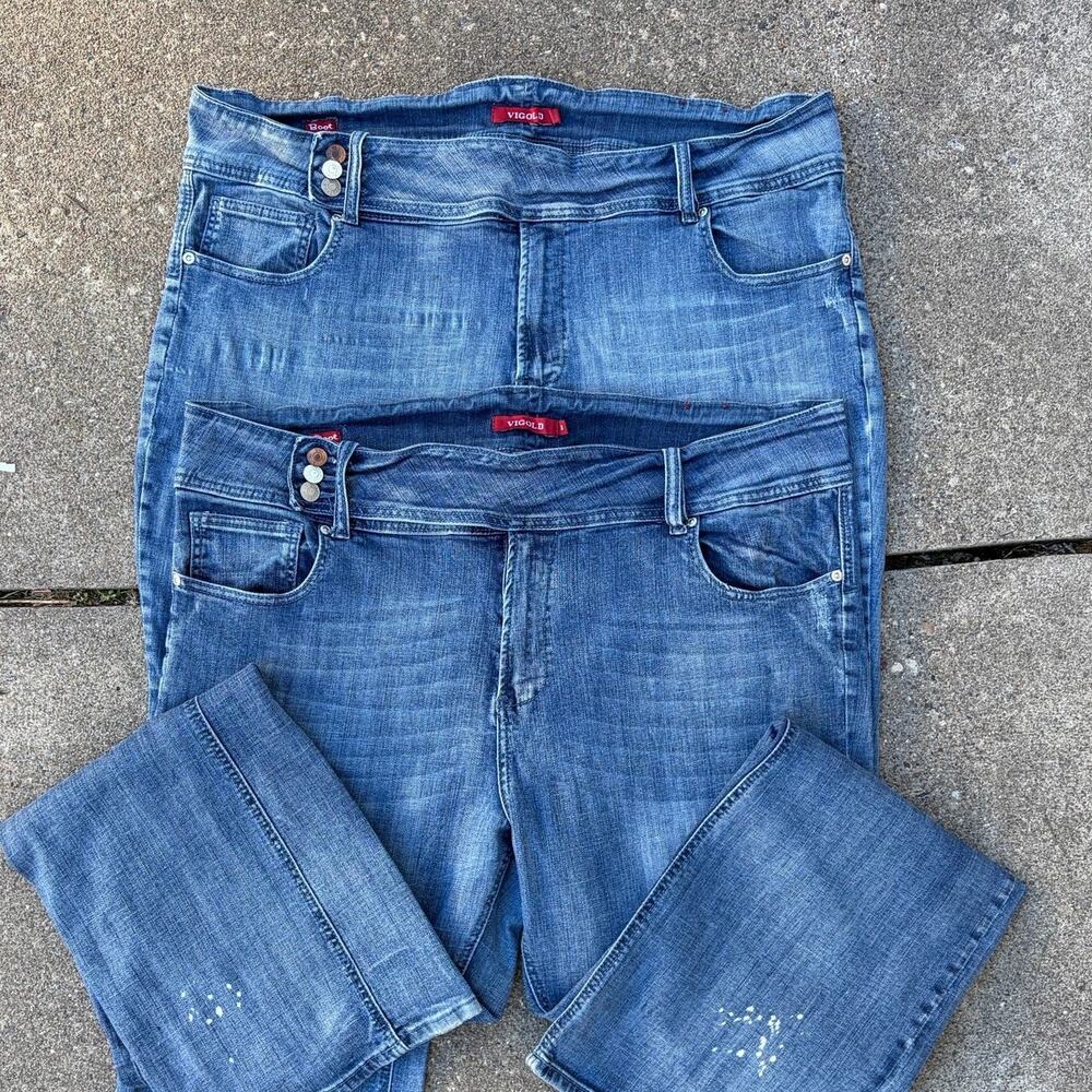 Vigold Jeans Womens Plus 25 Tall Flare Distressed Y2K Stretchy Long TWO Pairs